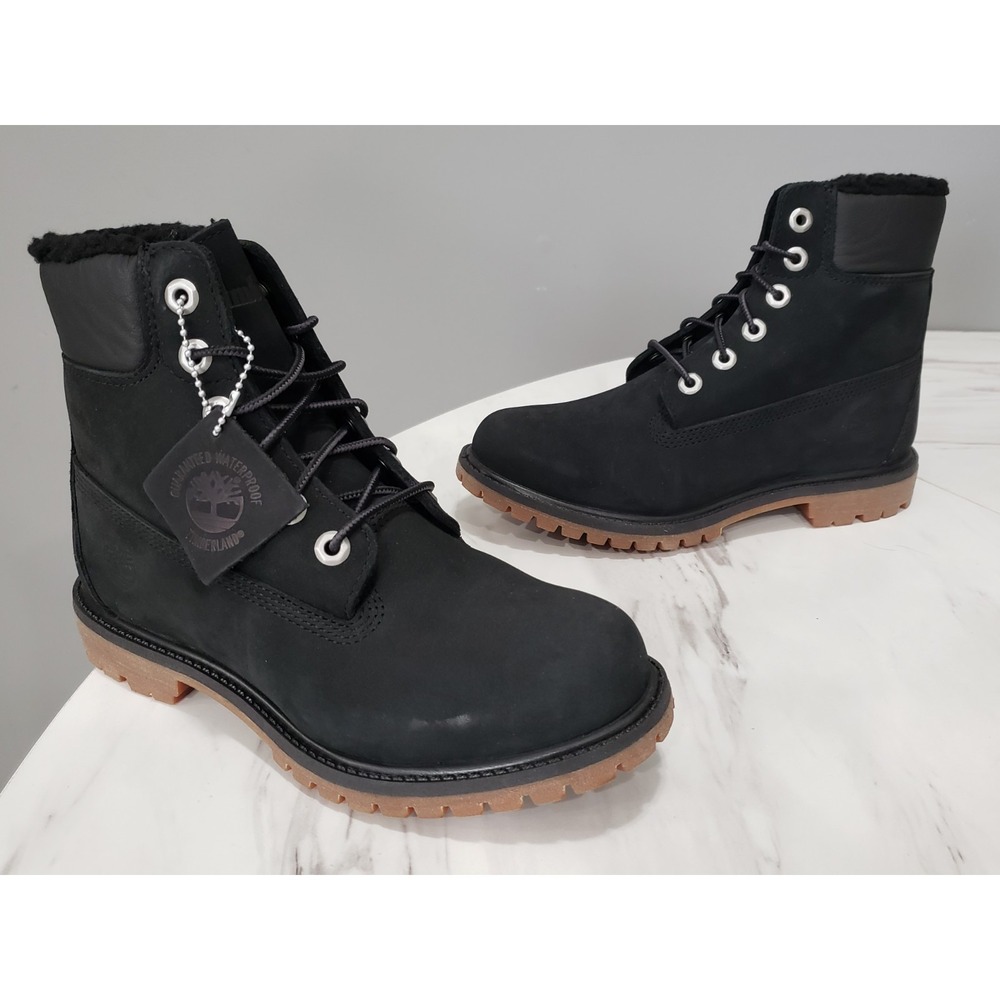 NEW‎ NO BOX SZ 7.5 Timberland Premium 6-inch Waterproof Lined Black Nubuck Boots